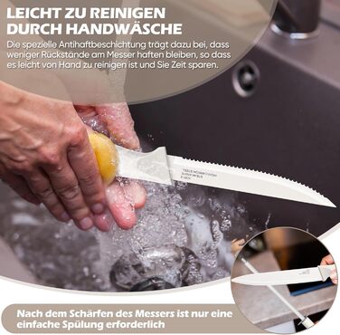 Набір кухонних ножів Homikit з підставкою, з шліфувальником, нержавіюча сталь, 6 ножів для стейку, антиковзні ручки, 15 предметів
