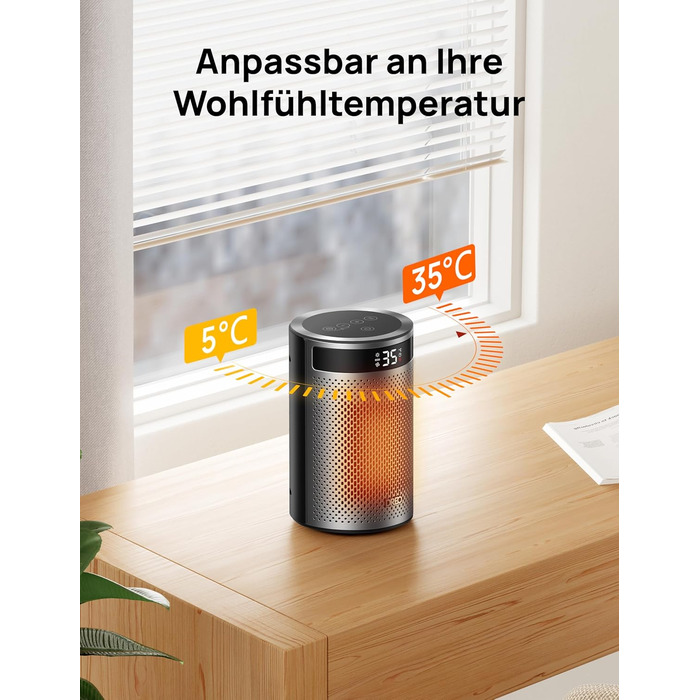 Електричний обігрівач DREO Keramik Heater 416, 1500W, для спальні, з захистом від перегріву та перекидання, термостатом, дитячим замком, енергозберігаючий, тихий, з таймером на 12 годин, кілька режимів, чорний