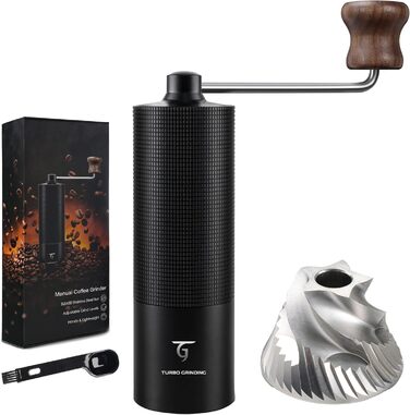Ручна кавомолка SUNYA MCG-02 з кегульним жорном, збірник рецептів, нержавіюча сталь, дерев'яний ручка