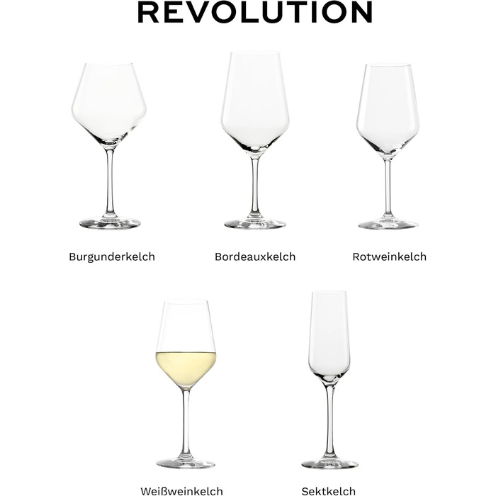 Бокали для червоного вина Stölzle Lausitz Revolution 6 шт, 490 мл – Кришталеві келихи для вина, міцні, для максимальної ароматизації