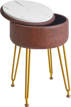 Пуф-табуретка з велюру IBUYKE, кругла, з металевими ніжками, коричневий, для дому