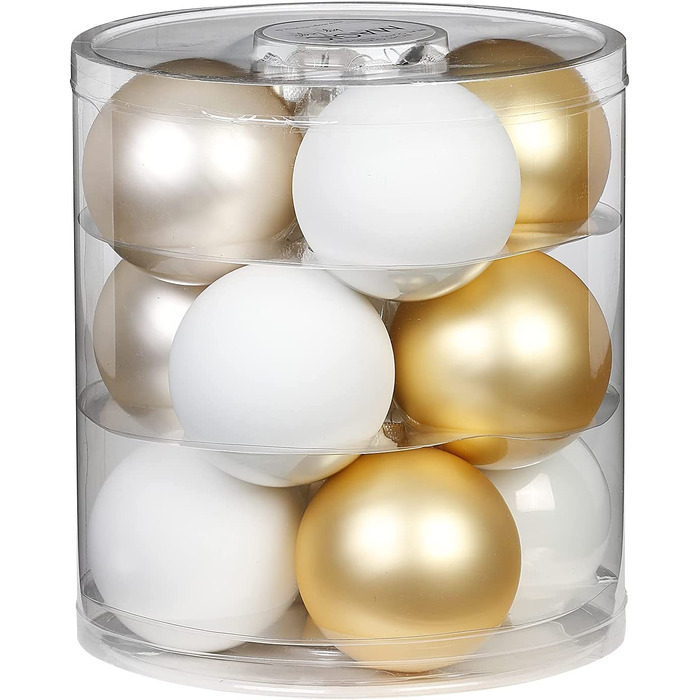 Чарівні ялинкові кулі скляні 8 см 12 шт. ялинкові кулі колір просто білий-мікс (білий) (теплий момент)