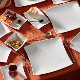 Набір для сніданку Karaca New Perfect White 26 предметів, порцеляна, 6 персон, квадратний, сервірувальні тарілки, чашки, блюдця, 4 тарілки для оливок, банка для джему