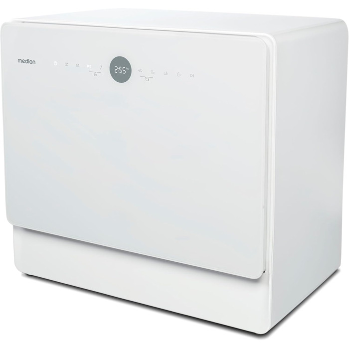 MINI посудомийна машина MEDION DWT51 біла (5 комплектів, з сенсорним керуванням, функція відра, 7 програм, таймер, MD 37766)