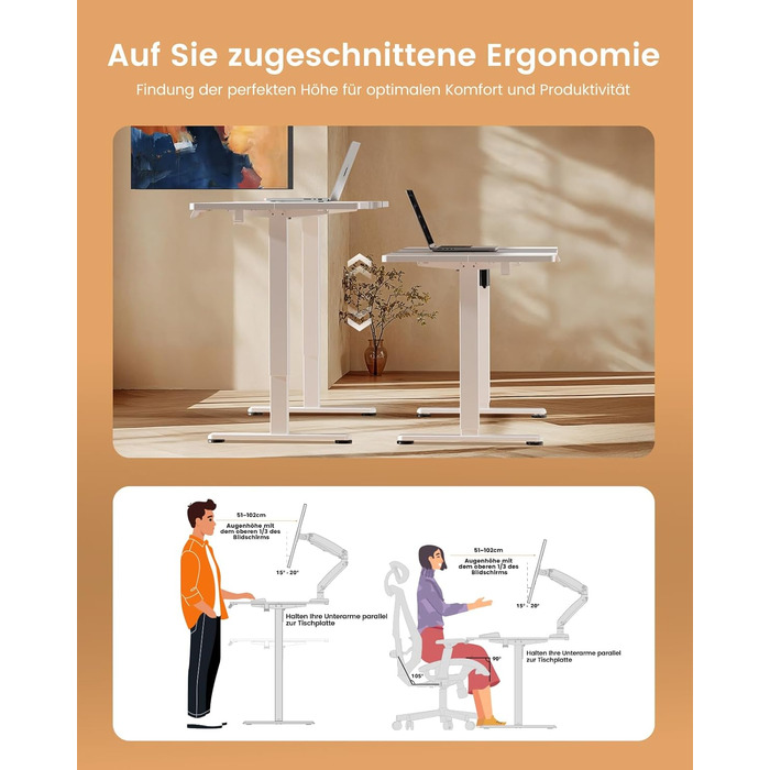 Електричний регульований стіл ErGear 160x80 см з пам'яттю, білий. Підключення до плати 120x60 см для дому та офісу