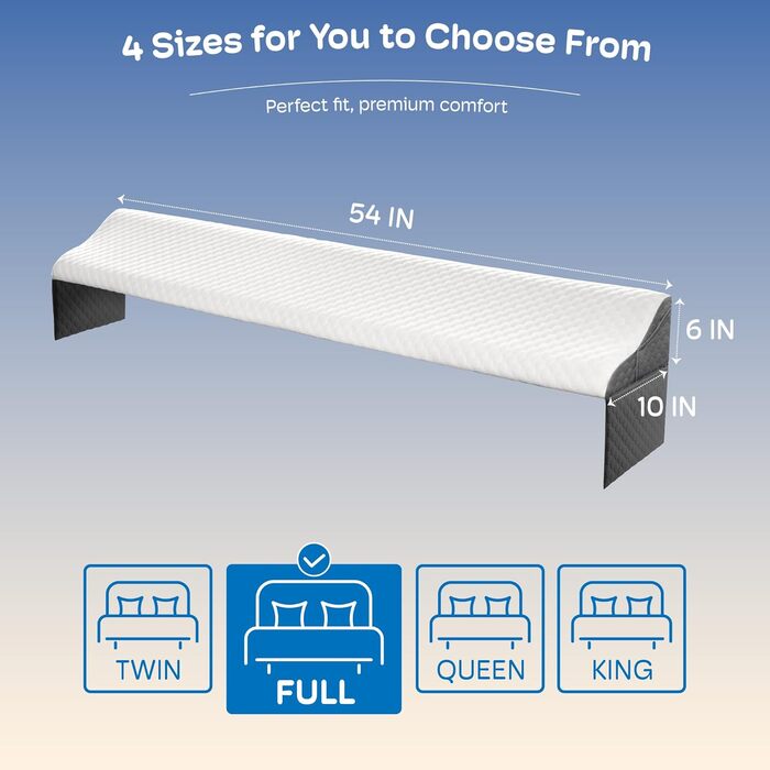 Набір з 4 подушок-валиків ортопедичних для ліжка з піною з пам'яті, для спини, регульовані, після операції, повного розміру