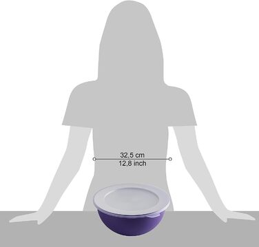 Велика кухонна миска OMADA з кришкою об'ємом 6,5 л, антибактеріальна, легка, небитка, придатна для миття в посудомийній машині, лінія Sanaliving (фіолетовий)