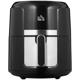 HOMCOM Горизонтальний фритюрниця з гарячим повітрям на 4 л, Airfryer з 12 програмами, таймером на 60 хв, антипригарним кошиком, 1300 Вт фритюрниця без олії, з захистом від перегріву, LED-сенсорним дисплеєм, Чорний | Aosom
