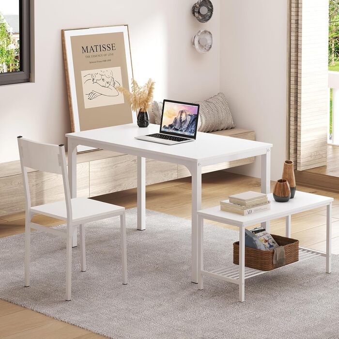 Обідній набір sogesfurniture на 4 особи: стіл 110×70×76 см, 2 стільці, лавка, металевий каркас, мармурова стільниця та золотисті елементи, прямокутний кухонний комплект з полицею для вітальні та їдальні