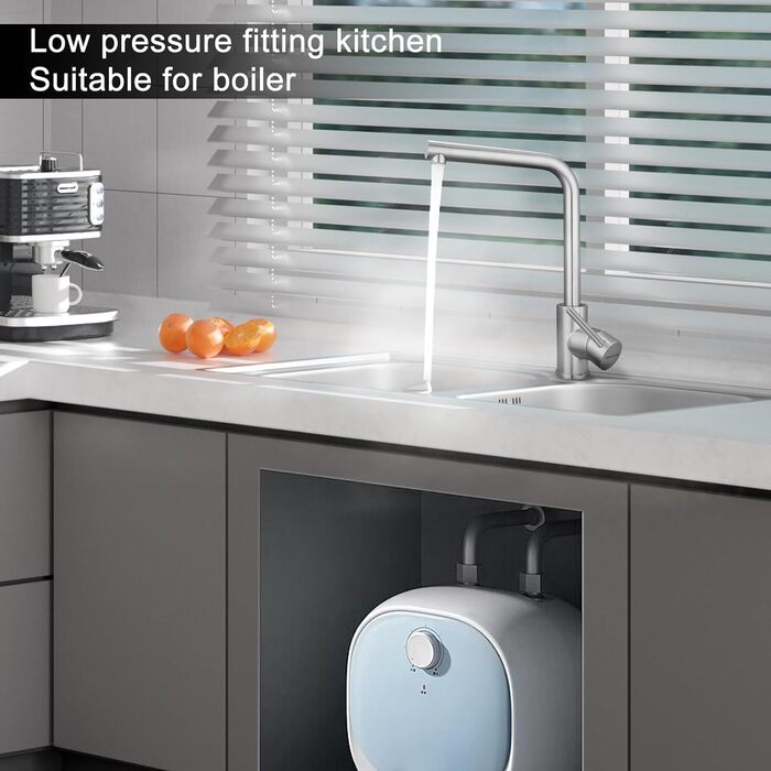 Змішувач високого тиску Кухонний змішувач для кухні з високим виливом, що обертається на 360, змішувач, кухонна нержавіюча сталь, змішувачі для кухонної раковини з одним важелем (нержавіюча сталь)
