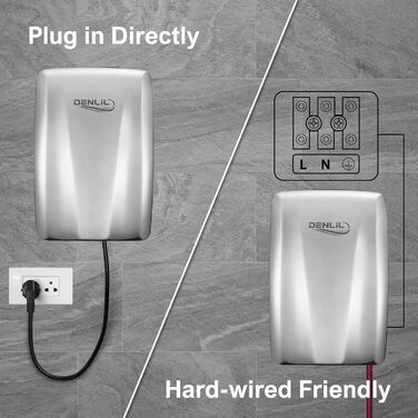 Компактний сушар для рук з нержавіючої сталі для комерційного використання, висока швидкість, високопродуктивний сушар з HEPA-фільтром