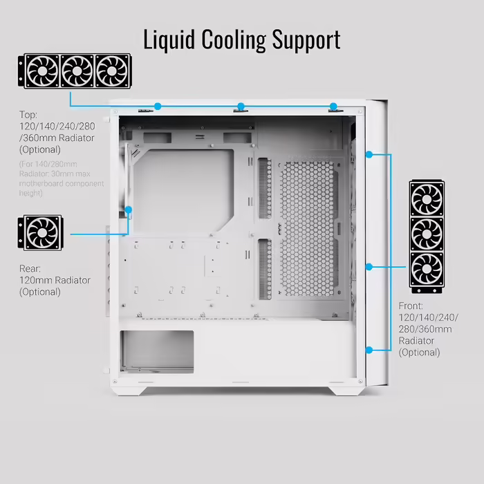 Ігровий корпус AeroCool D502A Mid-Tower, сітчаста передня панель, 4 RGB вентилятори, ATX/mATX/ITX, загартоване скло, чорний