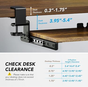 Висувна платформа для клавіатури під стіл з К-кріпленням, великого формату, стійка, для настільного комп'ютера, 838mm x 280 mm