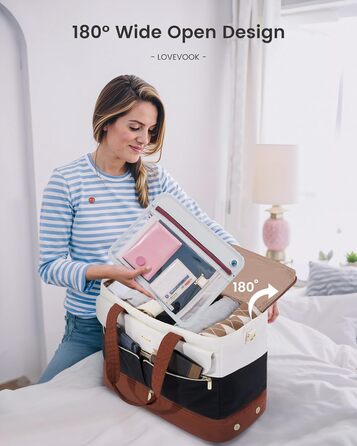 Сумка-валіза LOVEVOOK для жінок, 45L, Weekender, ручна поклажа, велике відкривання, сумка для пологового будинку, спортивна сумка, Travel Duffle Bag для подорожей, з відділенням для взуття та мокрих речей