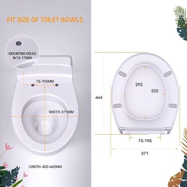 Кришка унітазу з автоматичним закриттям, Сидіння для унітазу з автоматичним закриттям, Висувна кришка для унітазу, О-подібне сидіння для унітазу, Сидіння для унітазу Кришка унітазу з автоматичним закриттям, для більшості унітазів, біла Сидіння для унітазу