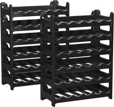 Стеллаж для вина ARTECSIS на 72 пляшки, стелаж для напоїв, чорний, з пластику, модульний, для ресторану