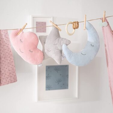 Подушка-зірка - roba Style - Пухнаста декоративна подушка для дитячої кімнати - Дівчатка та хлопчики - Рожевий/ліловий