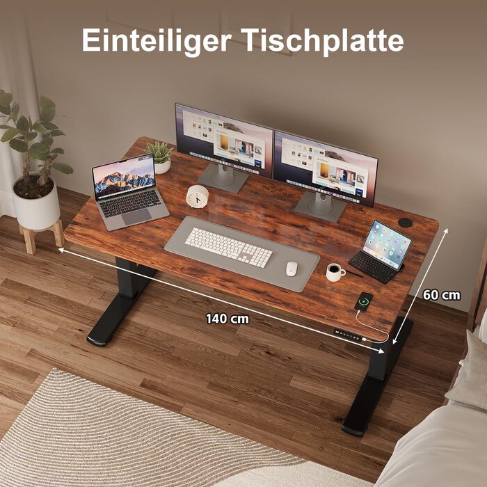 Регульований стіл JUMMICO 140x60 см, коричневий: електричний, з пам'яттю, для роботи та навчання