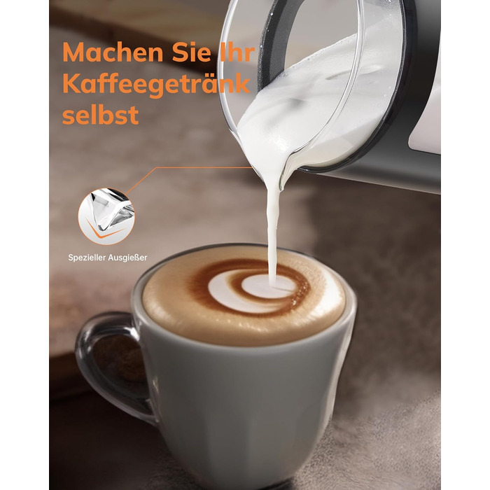 Електричний піноутворювач для молока Morpilot 4-в-1, 550W, 600мл, чорний