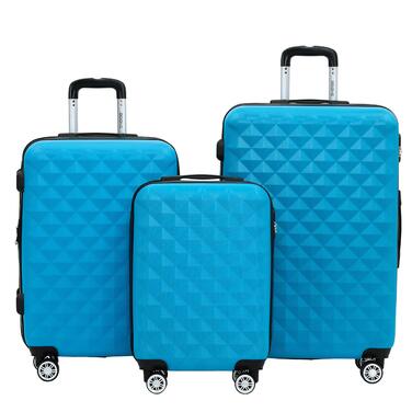 Набір валіз для подорожей BEIBYE з 4-ма подвійними колесами, жорсткий корпус, комплект дорожнього багажу (Бірюзовий)