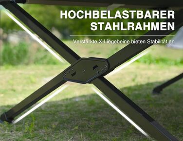 Розкладне польове ліжко EVER ADVANCED XXL, до 300 кг, 214x106 см, міцне кемпінгове ліжко для кемпінгу, подорожей, дому, пляжу та саду