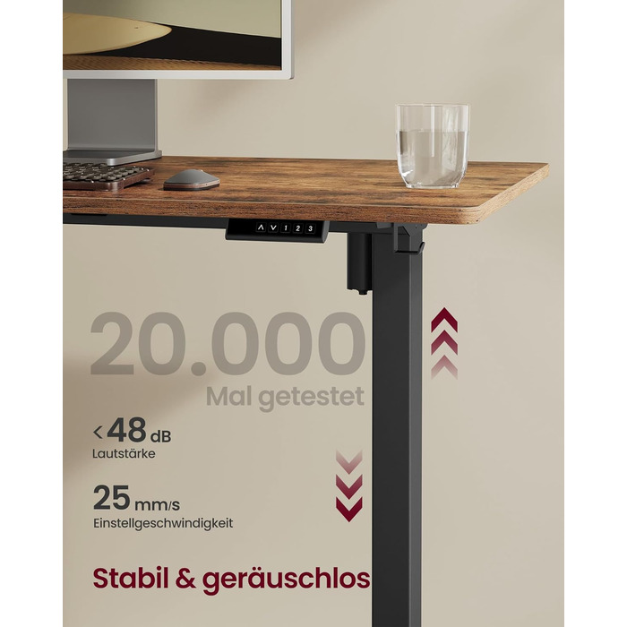 Електричний регульований стіл VASAGLE, сталеве каркас, без стільниці, з 2 гачками, пам'ять 3 положень, чорний (LSD021B01V2)