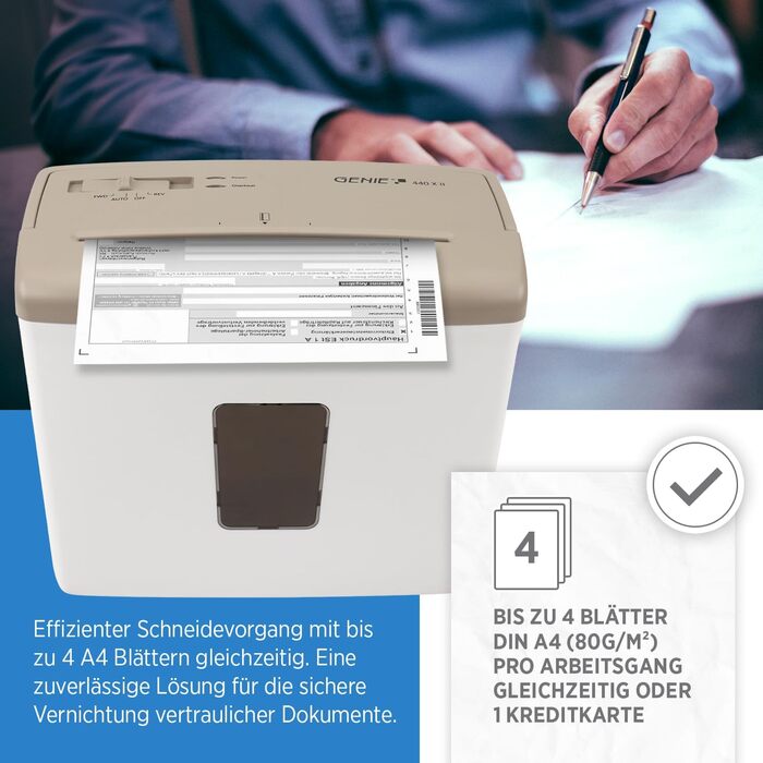 Шредер Genie 440 X II P4: Активний знищення документів, 9л, автоматичний старт/стоп, компактний, для дому та офісу
