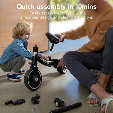 Бесрей 5-в-1 Дитячий Біговел-Трохоліг для Малюків 1-4 Років (Чорний)