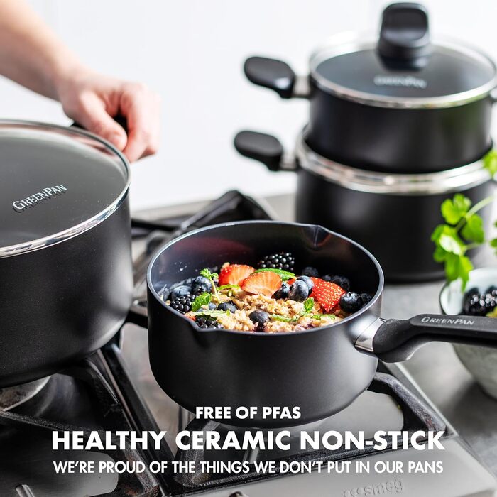Набір посуду GreenPan Memphis 4 шт. з керамічним антипригарним покриттям, без PFAS, для індукційних плит, безпечний для здоров'я