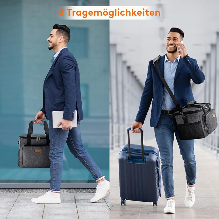 Термосумка-холодильник Lifewit 24л сіра, ізольована сумка-ланчбокс для пікніка, роботи, пляжу та подорожей. Складана, водонепроникна сумка-холодильник через плече.