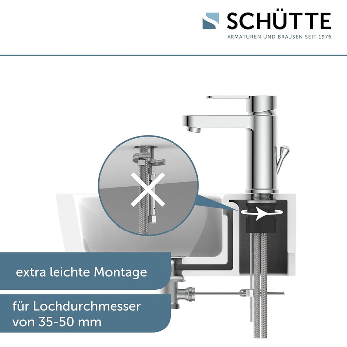 Змішувач для ванної кімнати Schütte ELEPHANT з нержавіючої сталі, з клапаном зливу, хром, 34210