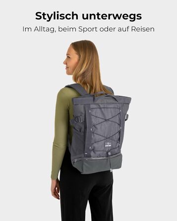 Рюкзак Johnny Urban для чоловіків і жінок - Harper - Денний рюкзак для відпочинку, спорту на кожен день - Денний рюкзак з безліччю відділень - 16-дюймовий відсік для ноутбука та ремінь для візка - Водовідштовхувальний (темно-сірий)