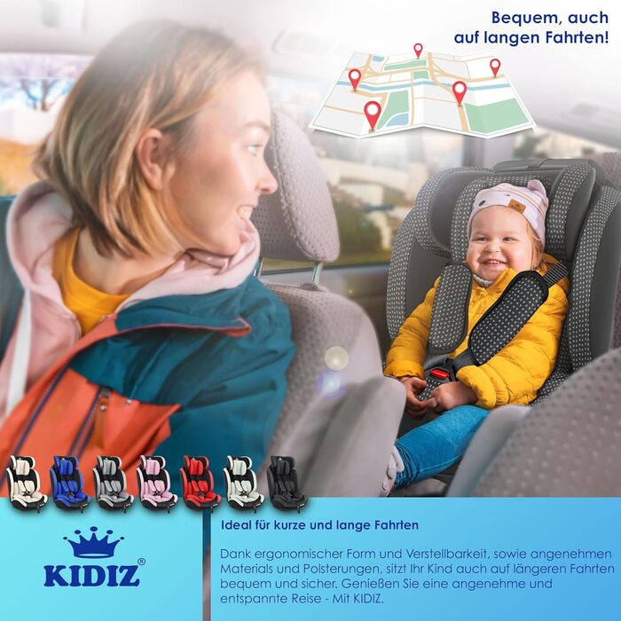 Дитяче автокрісло KIDIZ® Triangle Premium - 9-36 кг, 1-12 років, Група 1/2/3, чорний | Автокрісло, автокрісло-крісло