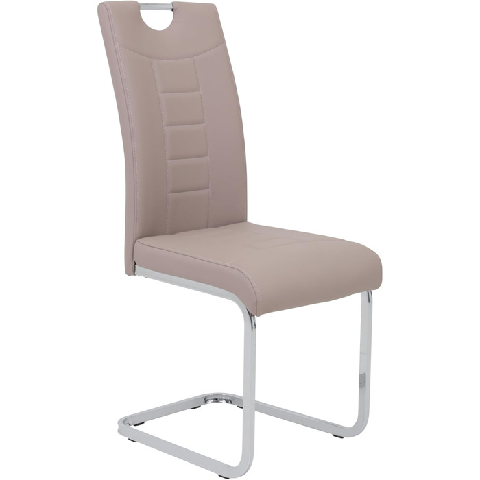 Набір з 4 кухонних стільців Hela Ruby, штучна шкіра капучино, металевий каркас, хромована ручка, до 140 кг