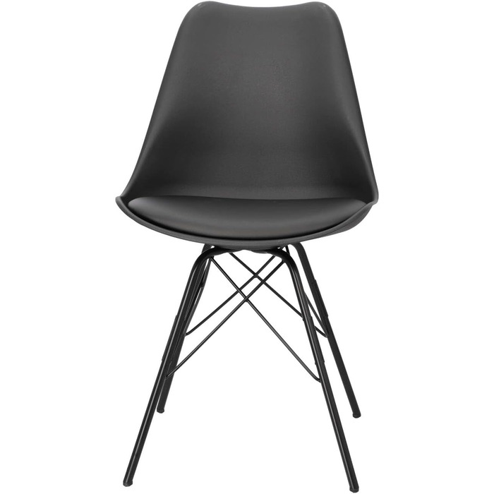 AC Design Furniture Emanuel: Комплект з 2-х обідніх стільців, чорний, PU/Метал, 48,5 x 85,5 x 54 см