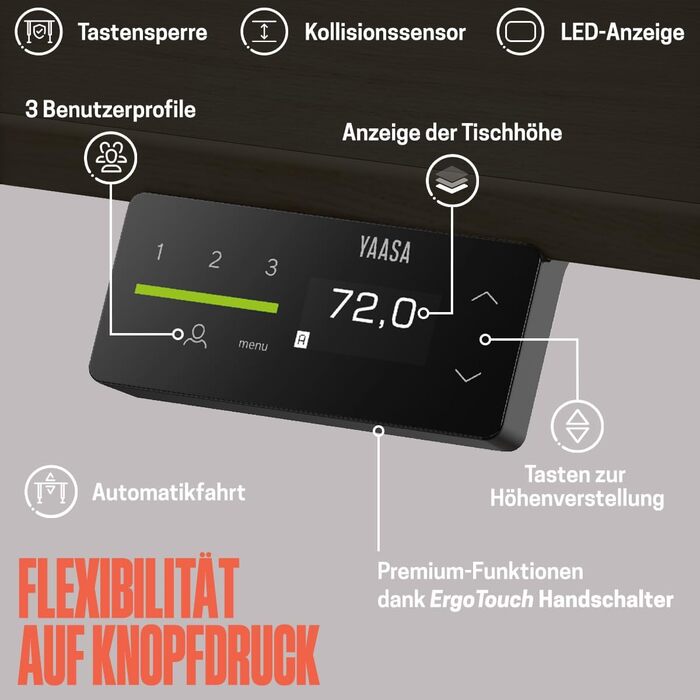 Рамка Yaasa Frame S для столу, регулювання висоти | USB-порт | 2-х рівневий телескопічний механізм | Блокування клавішами (Білий) | Чорний (Pro)