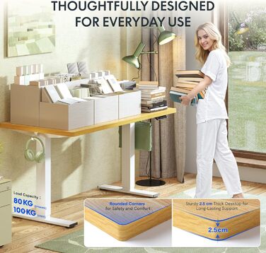 Регульований стіл FLEXISPOT 160x80 см з LED-дисплеєм та пам'яттю (Акорн, Білий)