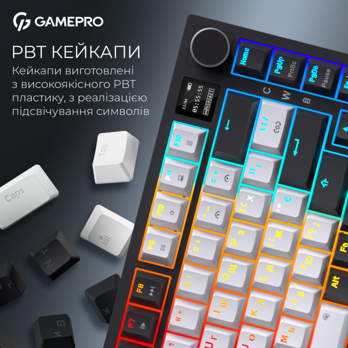 Бездротова механічна клавіатура GamePro Asgard Valhalla Pro (MK160W-D-Pro) 75% Rainy switches