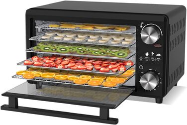 TurboWave BIO сушарка для продуктів, 14 л, металева, 5 ящиків, 30-80°C, таймер, рецепти