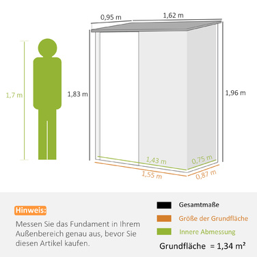 Сарай для інструментів, захищений сарай, закриваються двері, стійкий до погодних умов, 161,5 см x 94,5 см x 196 см, Чорний