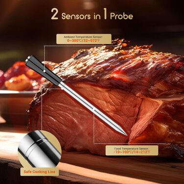 Бездротовий термометр для м'яса Inkbird INT-11P з Bluetooth, IP67, для гриля, BBQ, духовки, коптильні