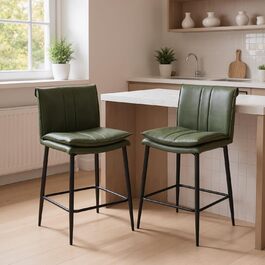 Набір з 2 барних стільців Chairus, зелені, з PU шкірою, для кухні та вітальні