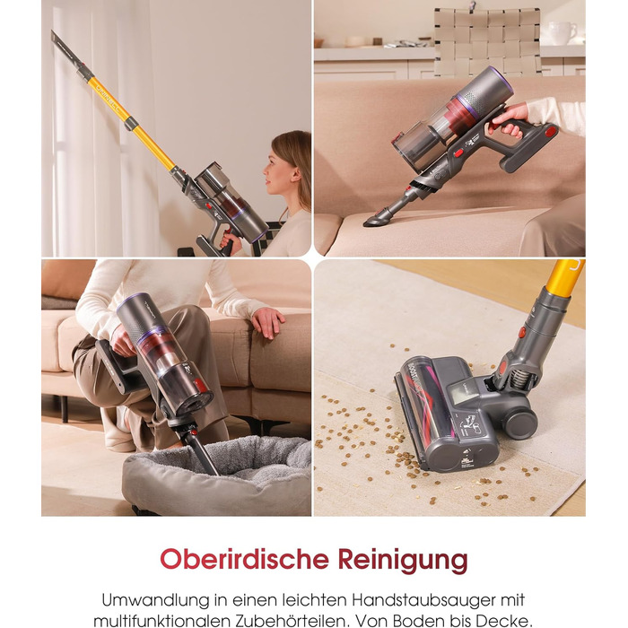 Бездротовий акумуляторний пилосос UNINELL HOME 50000Pa, 580W, 70 хвилин, LED-дисплей, антизаплутана щітка, для твердих поверхонь, килимів, шерсті тварин