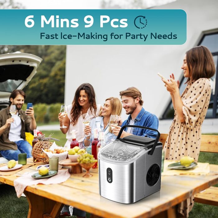 Машина для приготування льоду EUHOMY – компактна, автоматична, з очищенням, для кухні/офісу/спальні