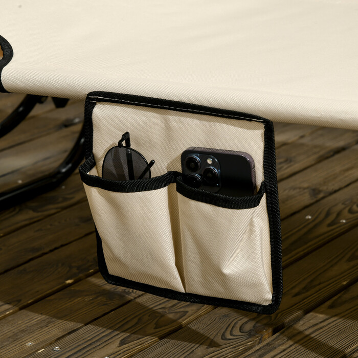 Набір з 2 розкладних шезлонгів для саду з сонцезахисним навісом та 5-рівневим регулюванням спинки, коричневого кольору