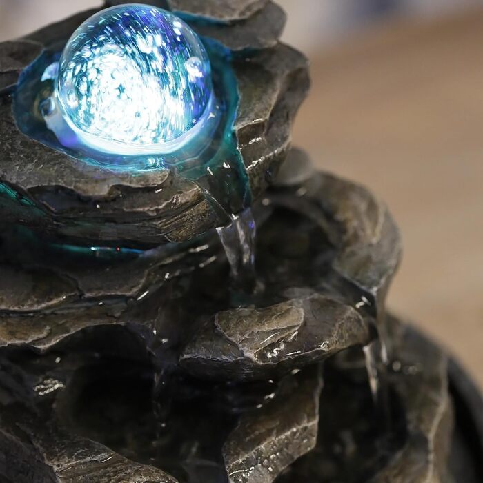 Фонтан Zen'Light Zimmerbrunnen Little Rock: Природний водоспад з ефектом каменів та LED-підсвіткою для дому, медитації та релаксації. Feng Shui, 23 см