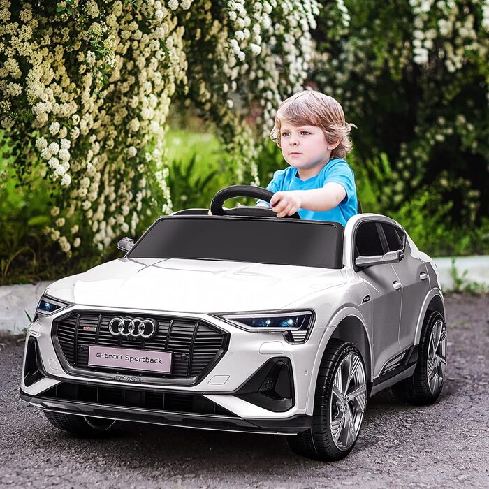 Електромобіль для дітей Audi E-tron HOMCOM 12V з пультом, ременем безпеки, музикою MP3/USB/TF, для дітей 3-5 років, білий