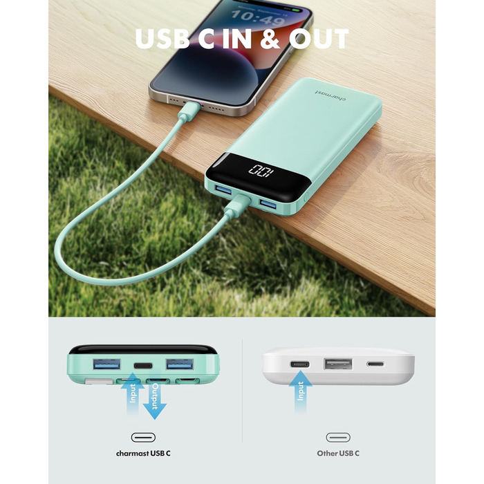 МАг, USB C, 4 кабелі, LED-дисплей, 6 виходів, сумісний з iPhone/Huawei/Samsung, 10000