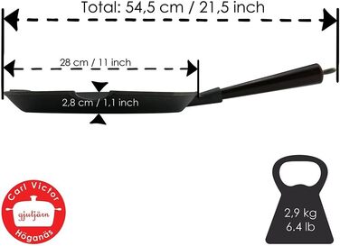 Carl Victor - чавунна сковорода-гриль квадратна 28x28 см з дерев'яною ручкою