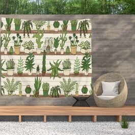 Рослини в квіткових горщиках Кактус природи - Гобеленовий плакат - 200x150 см - Садовий плакат - Гобелен великий - прикраса аксесуара для саду та вітальні